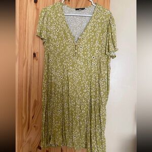 Floral Flowy Green Dress Boho Boutique